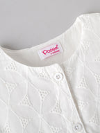 Popees Baby Girls Premium Cotton Embroidered Peplum Top | Full Sleeve Round Neck White Casual & Party Wear Top for Infants and Toddlers
