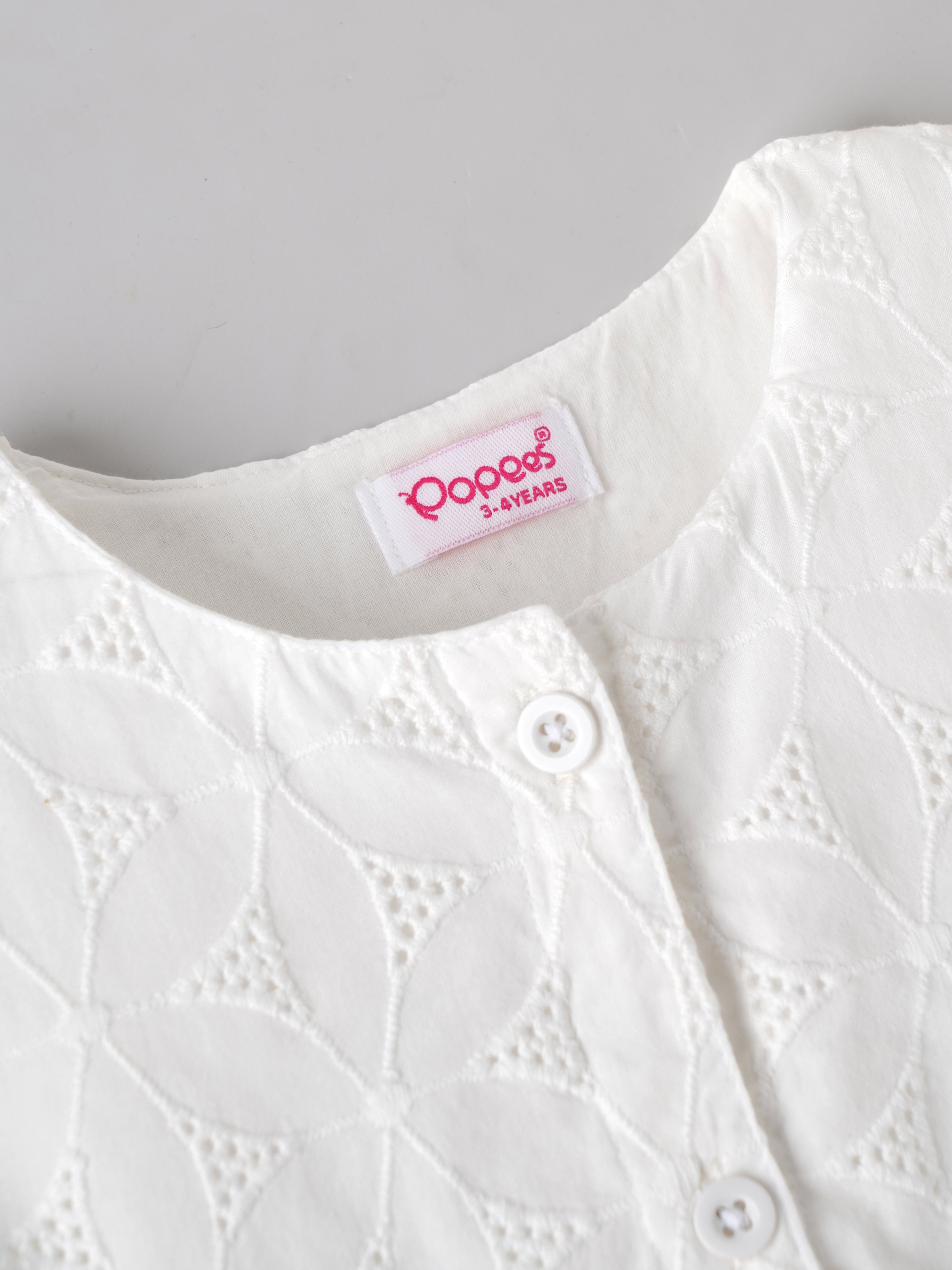 Popees Baby Girls Premium Cotton Embroidered Peplum Top | Full Sleeve Round Neck White Casual & Party Wear Top for Infants and Toddlers