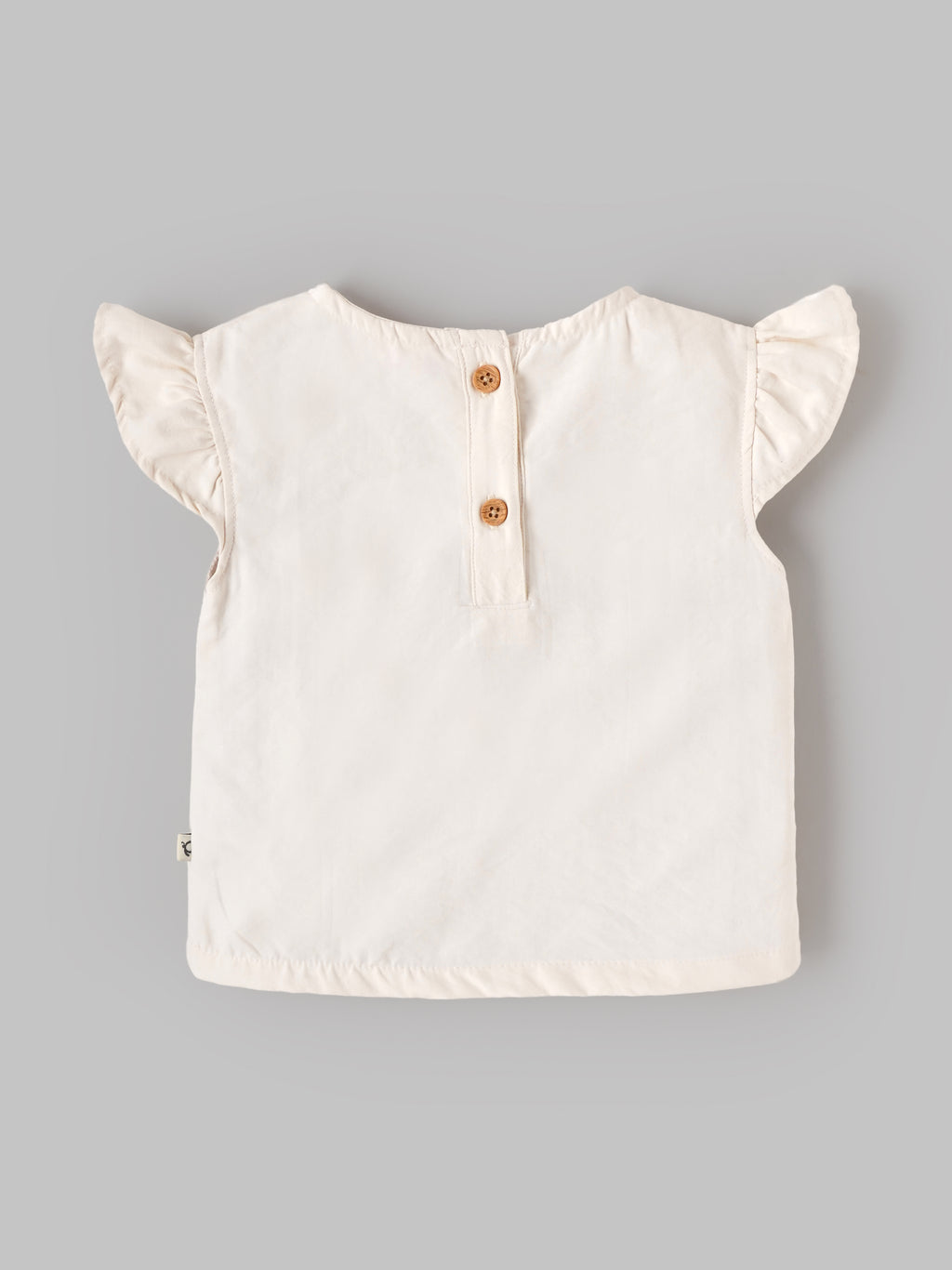 Popees Baby Girls Cotton Flutter Sleeve Embroidered Top | Soft Floral Embroidery Casual Top | Cream | 3 Month-4 Years
