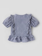 Popees Baby Girls Stylish Ruffle Dress | Cute Puff Sleeve Dress with Frill Detailing & Front Button Closure | 9 Months–4 Years