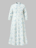 Popees Women's Floral Print Cotton Slub Night Dress | 100% Cotton | Front Button | Round Neck | Full Sleeves | Sizes S-XL