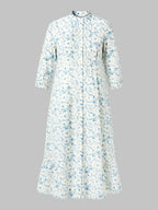 Popees Women's Floral Print Cotton Slub Night Dress | 100% Cotton | Front Button | Round Neck | Full Sleeves | Sizes S-XL