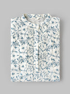 Popees Women's Floral Print Cotton Slub Night Dress | 100% Cotton | Front Button | Round Neck | Full Sleeves | Sizes S-XL