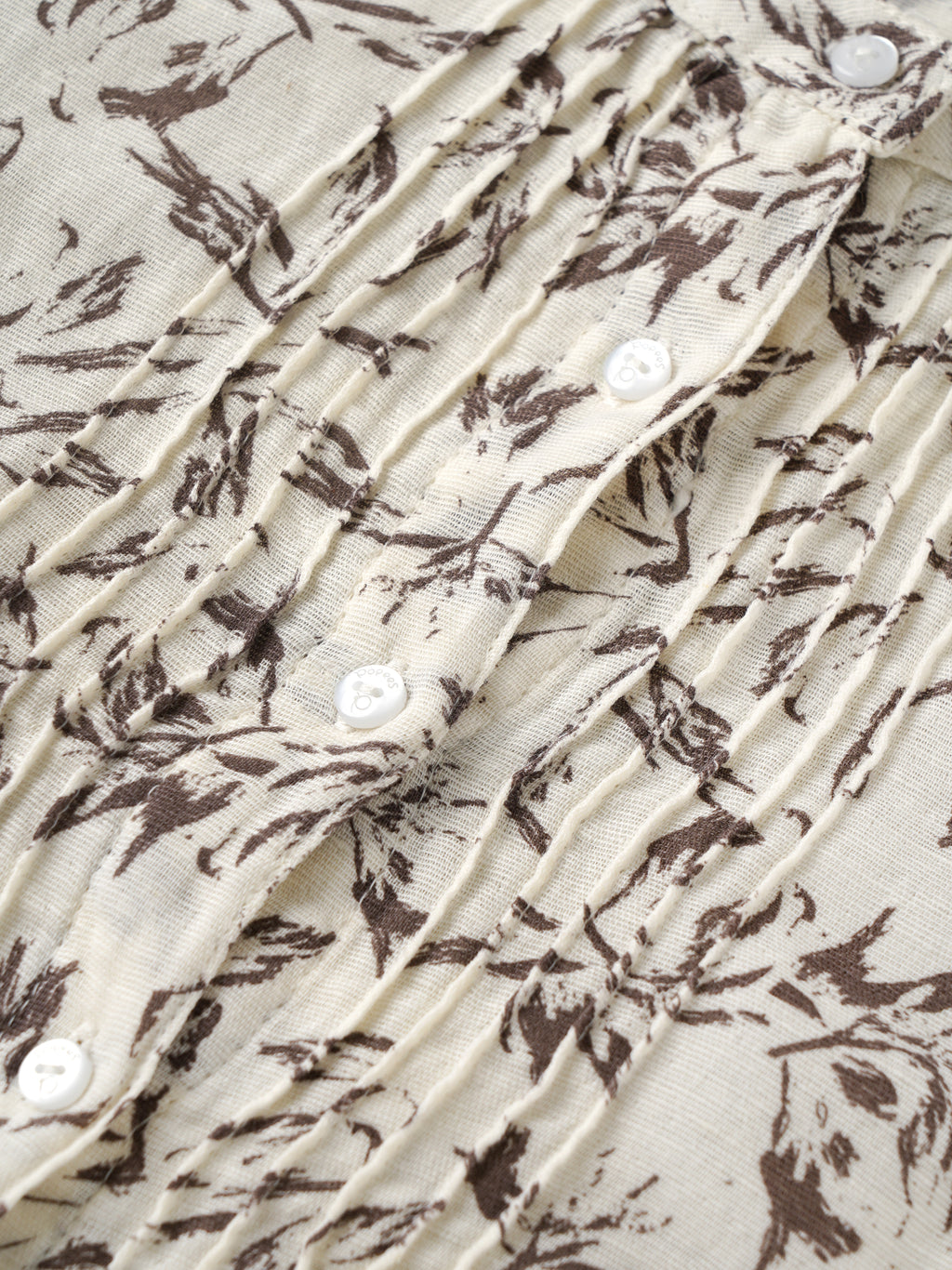 Popees Women's Floral Print Cotton Slub Night Dress | 100% Cotton | Front Button | Round Neck | Full Sleeves | Sizes S-XL | Cream & Brown