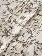 Popees Women's Floral Print Cotton Slub Night Dress | 100% Cotton | Front Button | Round Neck | Full Sleeves | Sizes S-XL | Cream & Brown