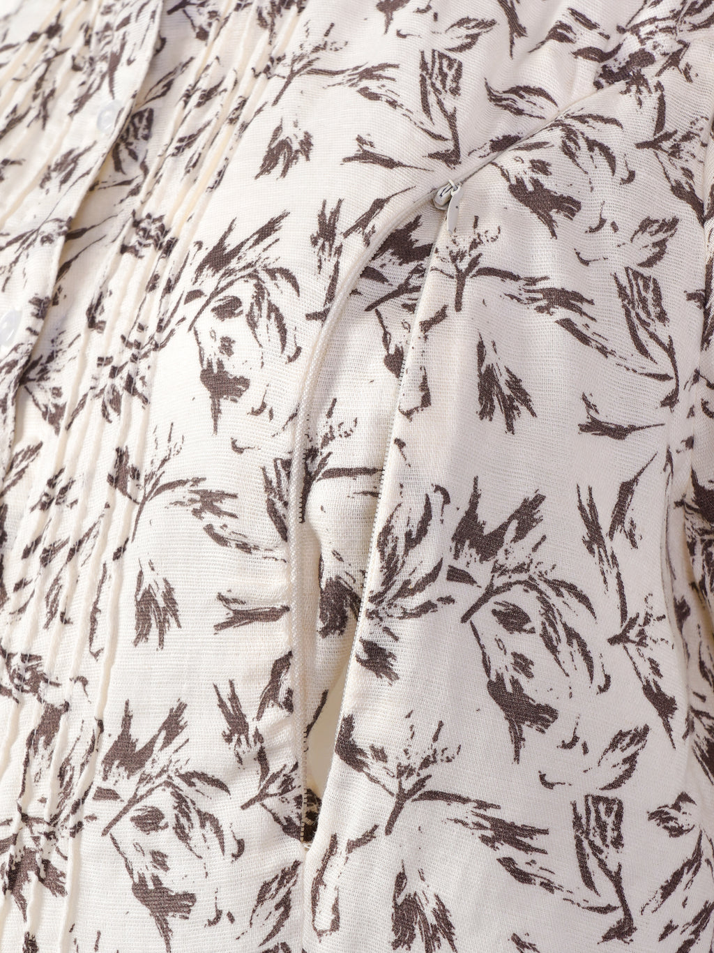 Popees Women's Floral Print Cotton Slub Night Dress | 100% Cotton | Front Button | Round Neck | Full Sleeves | Sizes S-XL | Cream & Brown