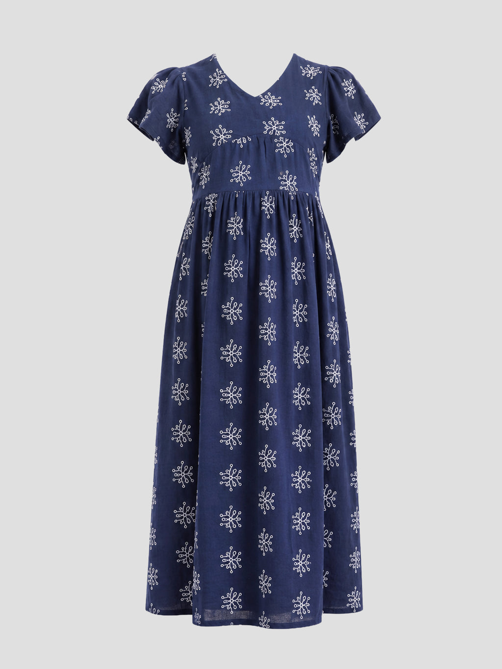 Popees Baby Girls Soft & Stylish Printed A-Line Dress | Navy Blue Floral Motif Short Sleeve Frock | Comfortable Cotton Casual Party Wear Dress