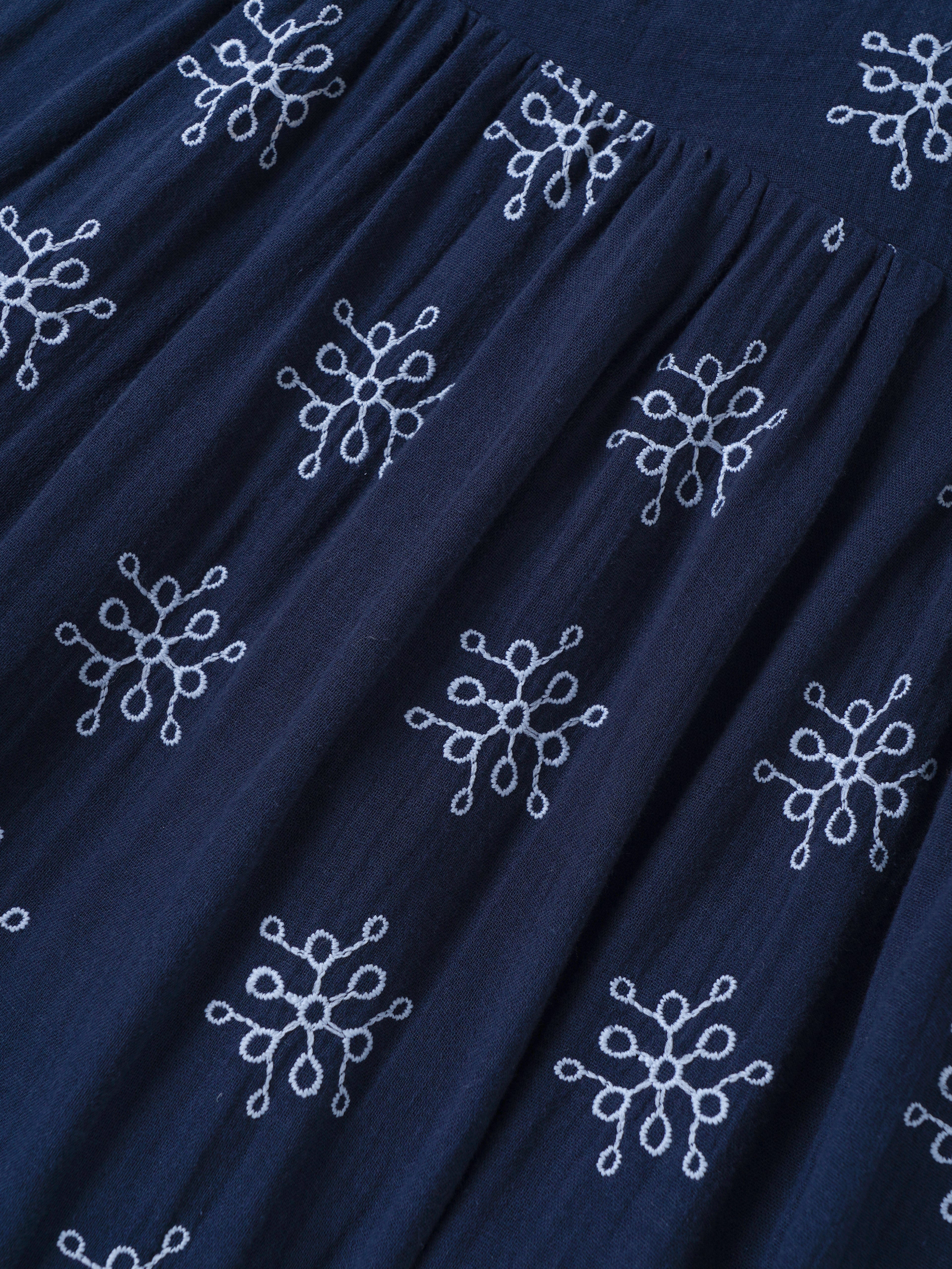 Popees Baby Girls Soft & Stylish Printed A-Line Dress | Navy Blue Floral Motif Short Sleeve Frock | Comfortable Cotton Casual Party Wear Dress