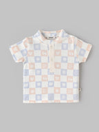 Popees Baby Boys Stylish Printed T-Shirt Set | Pack of 2 Short Sleeve Tops with Button Placket | Soft & Comfortable Casual Wear | 0-9 Months