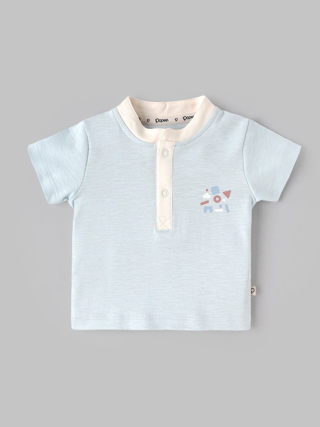 Popees Baby Boys Stylish Printed T-Shirt Set | Pack of 2 Short Sleeve Tops with Button Placket | Soft & Comfortable Casual Wear | 0-9 Months