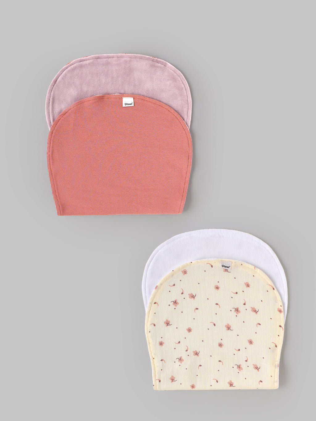 Popees Muslin Baby Burp Towel Pack of 2 | Soft & Absorbent Cotton Burp Cloths for Newborns & Infants | Floral Print & Solid Pink