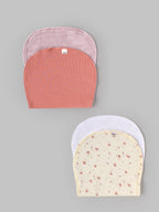 Popees Muslin Baby Burp Towel Pack of 2 | Soft & Absorbent Cotton Burp Cloths for Newborns & Infants | Floral Print & Solid Pink