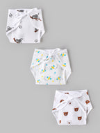 Popees Baby Muslin Nappy Set of 3 | Breathable Printed Nappies | Unisex | 0–9 Months