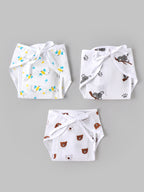 Popees Baby Muslin Nappy Set of 3 | Breathable Printed Nappies | Unisex | 0–9 Months