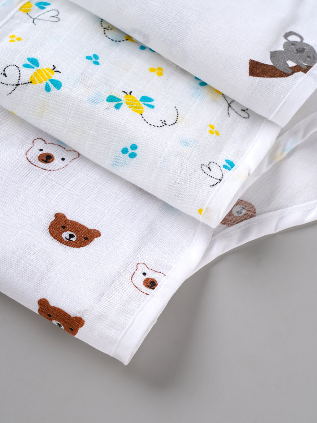 Popees Baby Muslin Nappy Set of 3 | Breathable Printed Nappies | Unisex | 0–9 Months