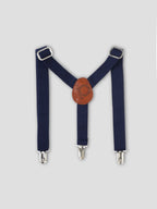 Elastic Suspenders With Leather Cross Patch