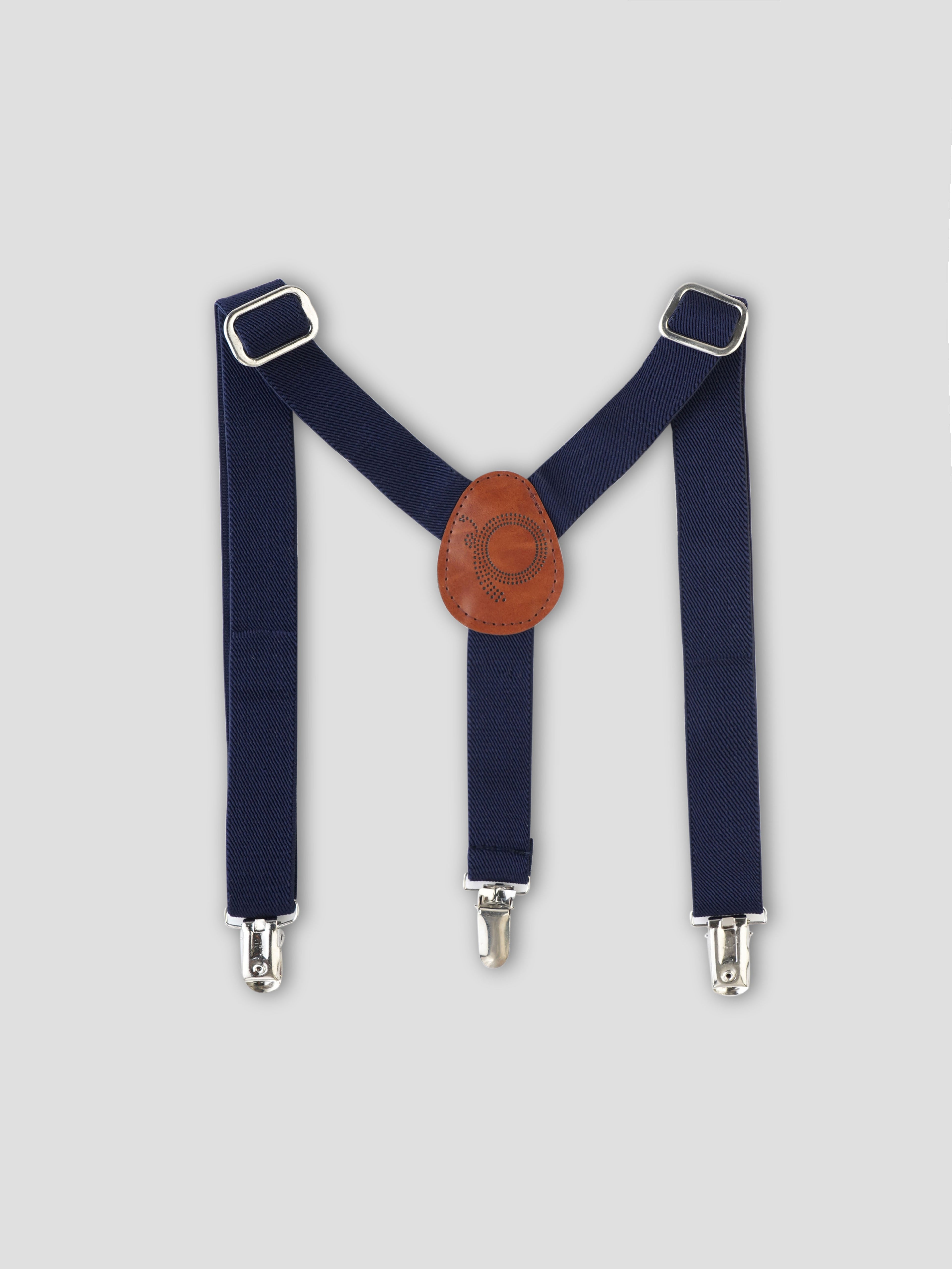 Elastic Suspenders With Leather Cross Patch