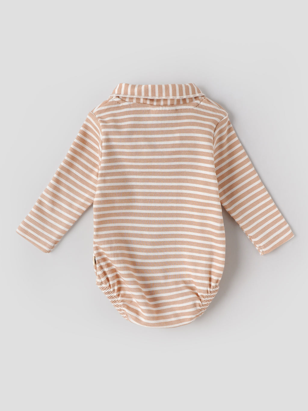 Popees Baby Boys Striped Ribbed Bodysuit with Booties Set | Soft Cotton Full Sleeve Romper| Beige & White | 0- 9 Months
