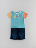 Popees Stylish & Skin-friendly Co-ord Set for Boys | T Shirt and Denim Shorts Set | 3-24 Months