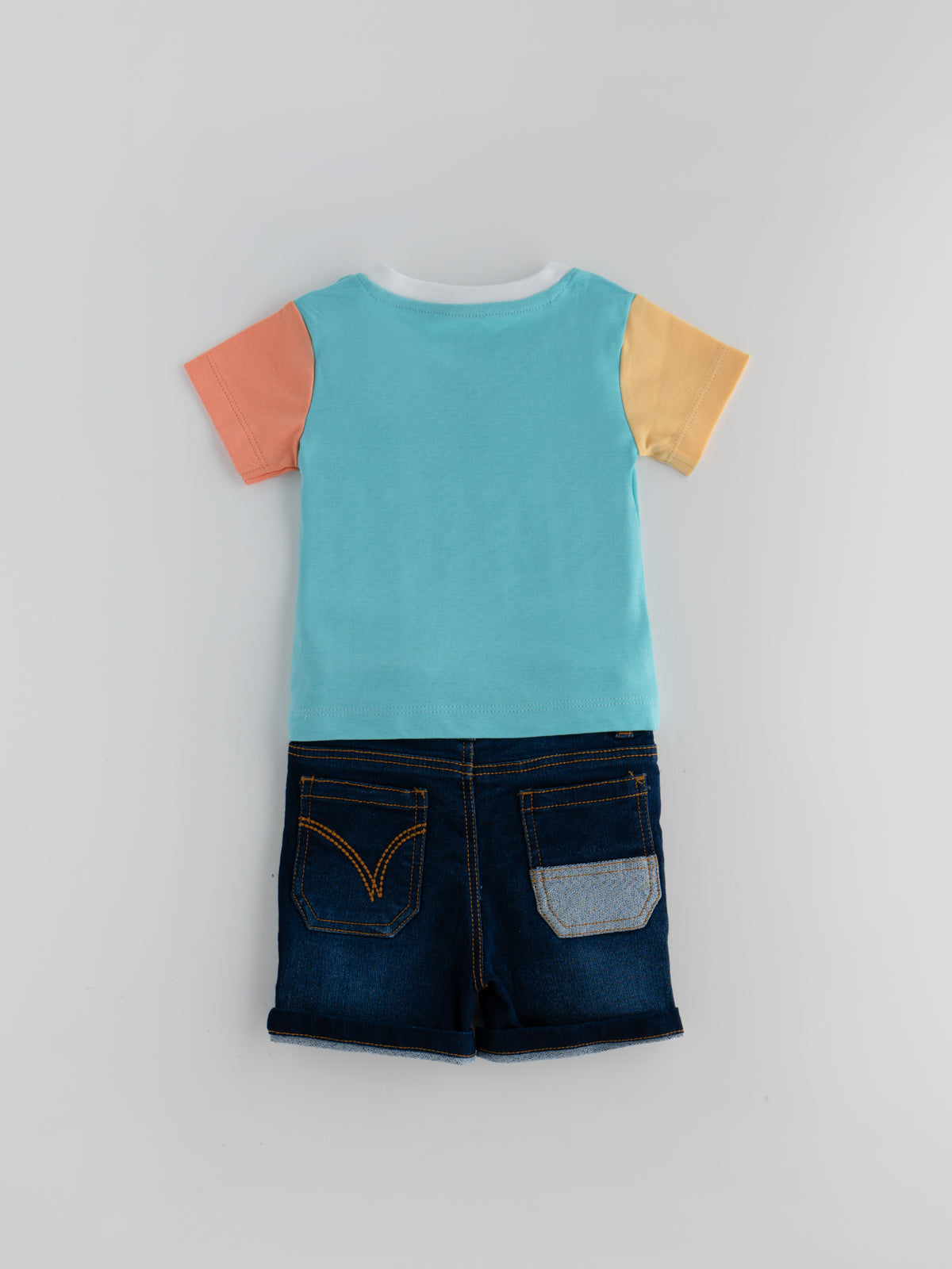 Popees Stylish & Skin-friendly Co-ord Set for Boys | T Shirt and Denim Shorts Set | 3-24 Months