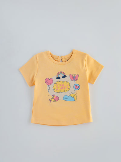 Popees Chest Print T-Shirt (3-36 Months) for Girls