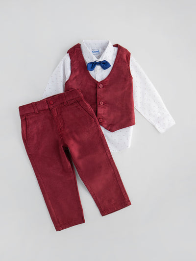 Popees Formal Shirt, Waistcoat & Pant Set with Bow Tie (2-8 Years) for Boys