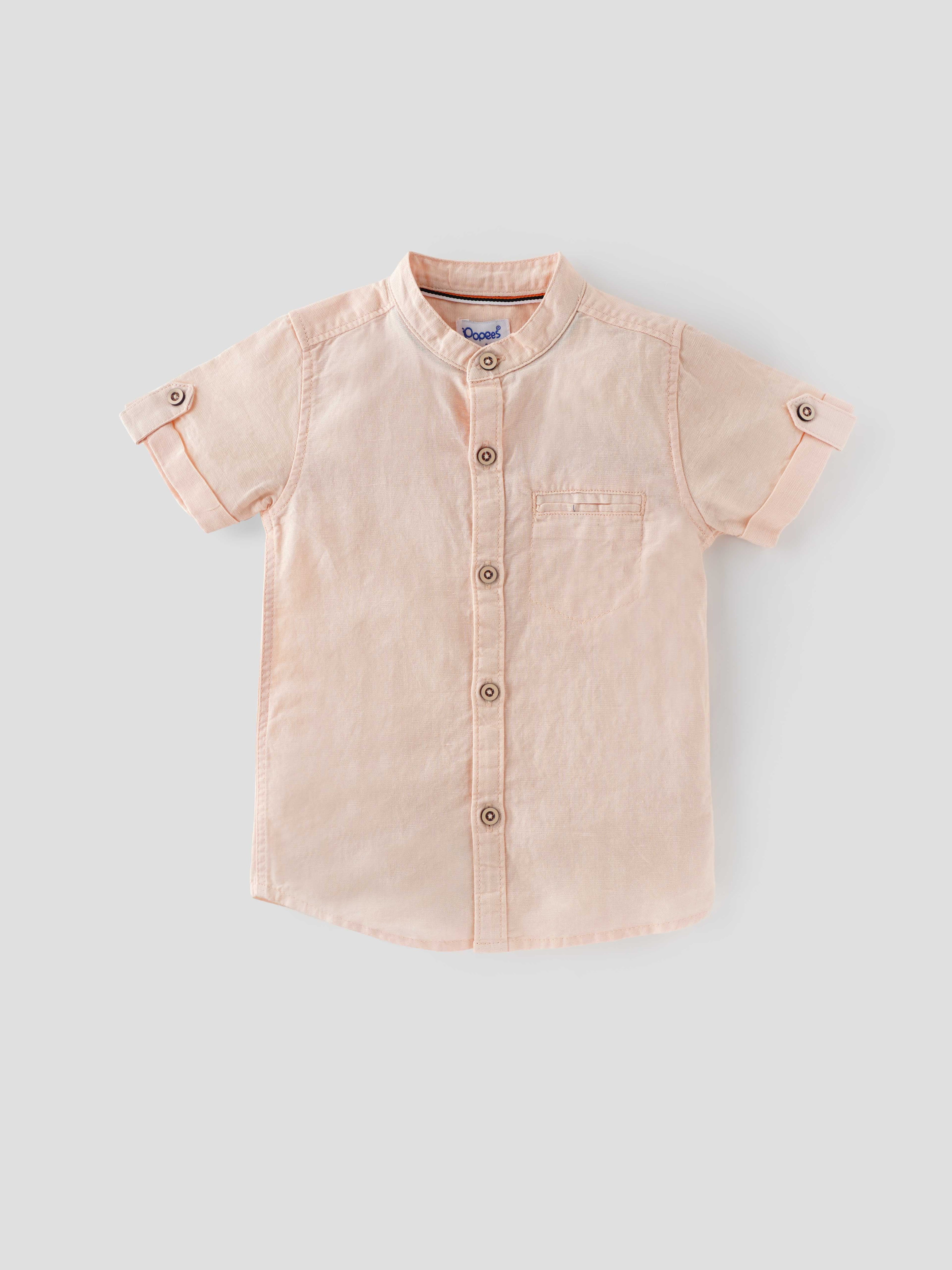 Popees Classy Half Sleeve Mandarin Collar Shirt (1-8 Years) for Boys