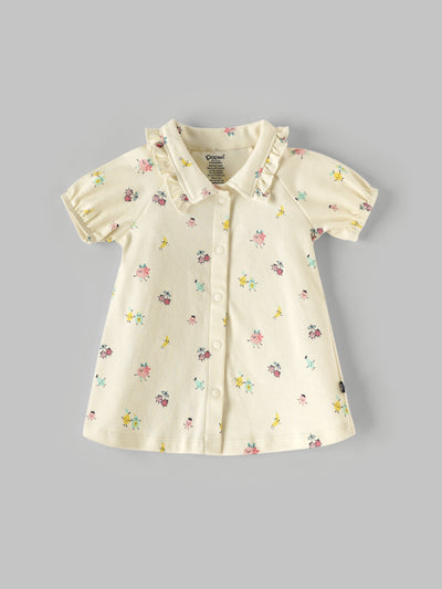 Popees Printed Front-Button Dress with Collar (3–36 Months) for Baby Girls