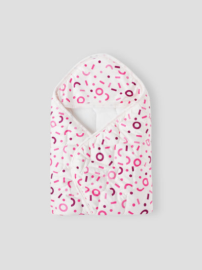 Baby Swaddle Wrap – Soft, Hooded Quilted Wrapper for Newborns & Infants (Printed Design) – Comes with a Free Dry Sheet
