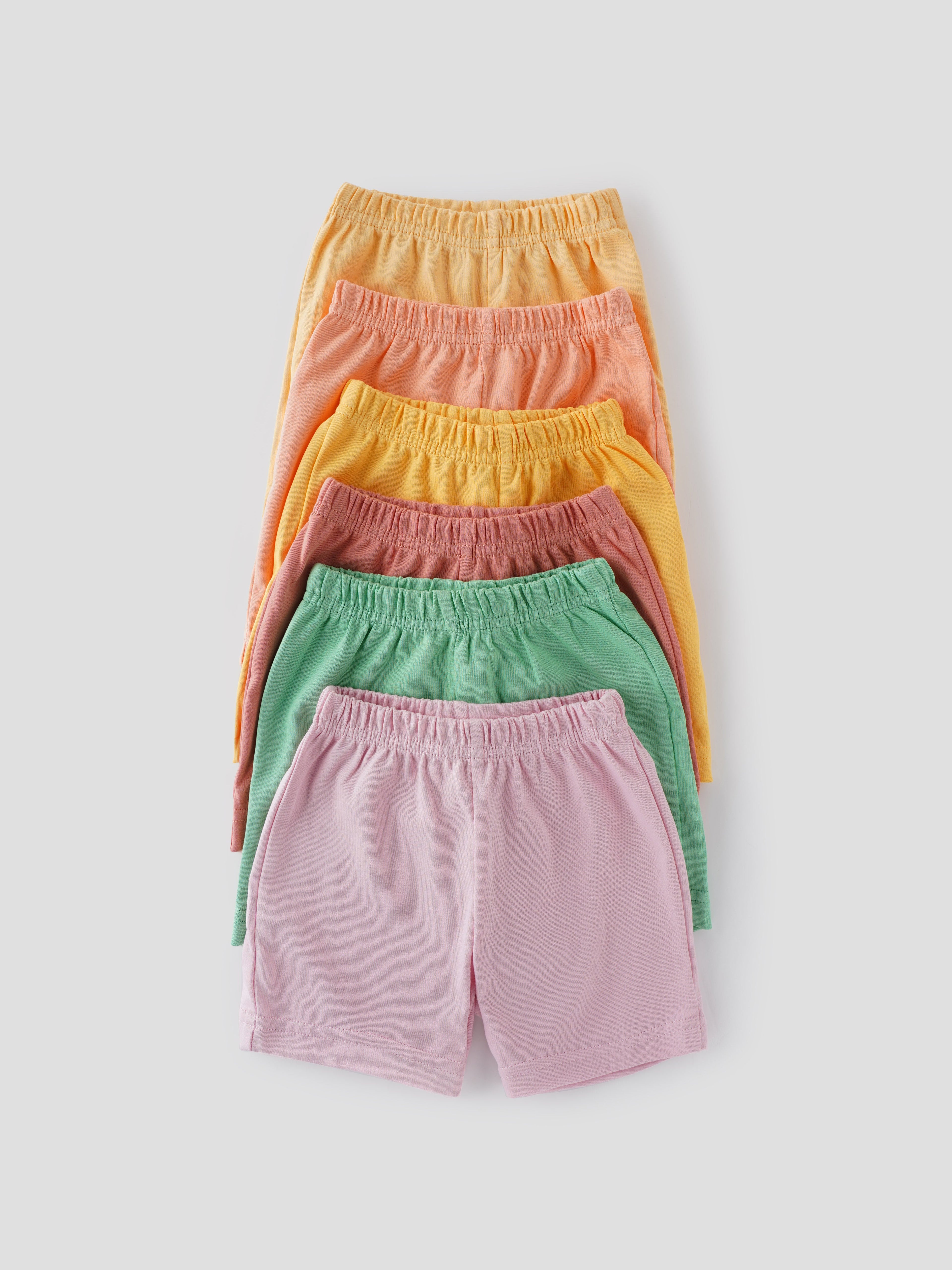 Popees 100% Cotton Shorts 6 Pieces Set for Newborn Babies (color may vary depending on availability)