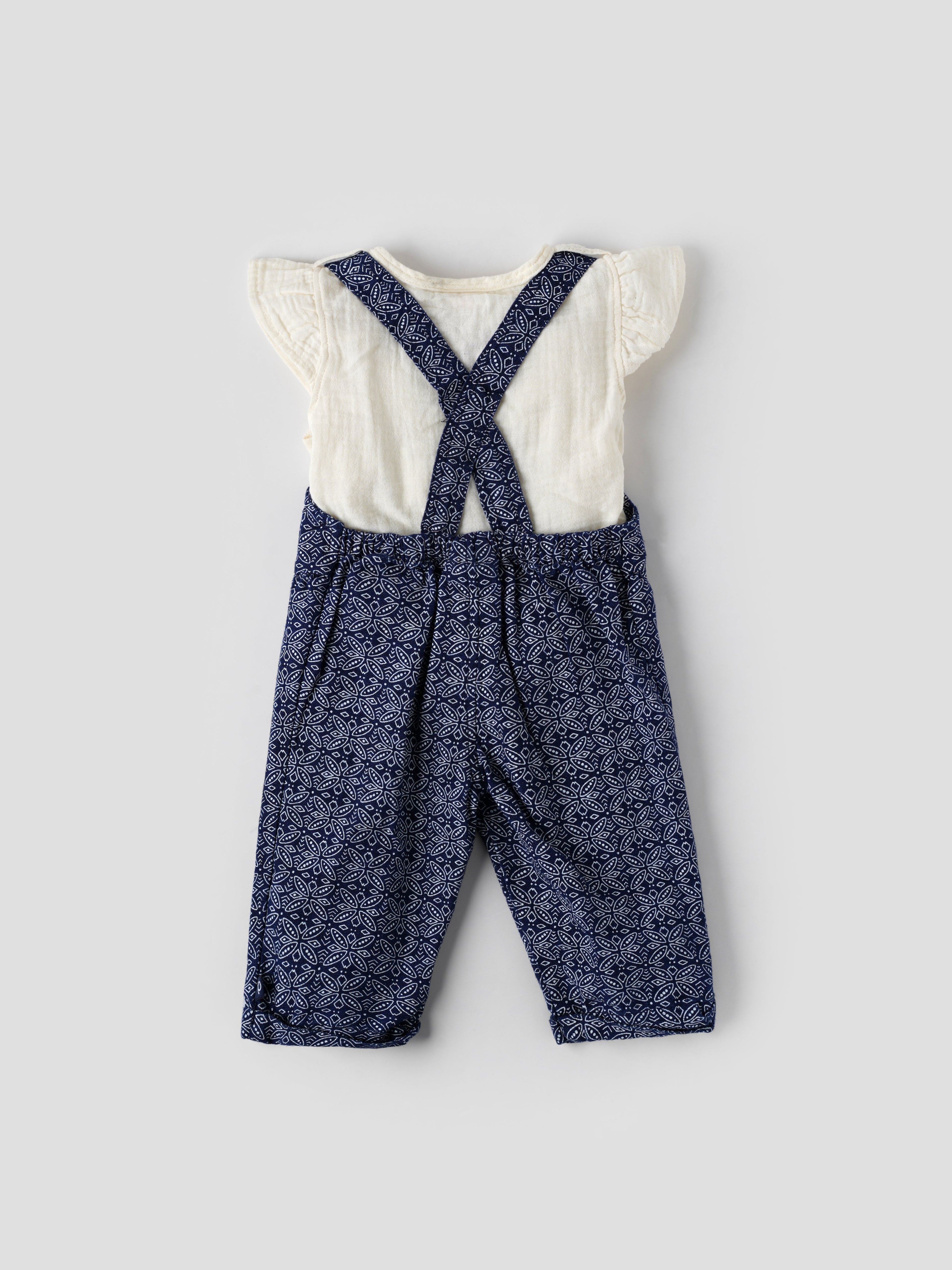 Popees Short Sleeve, Front Open Dungaree Set (3–36 months) for Girls