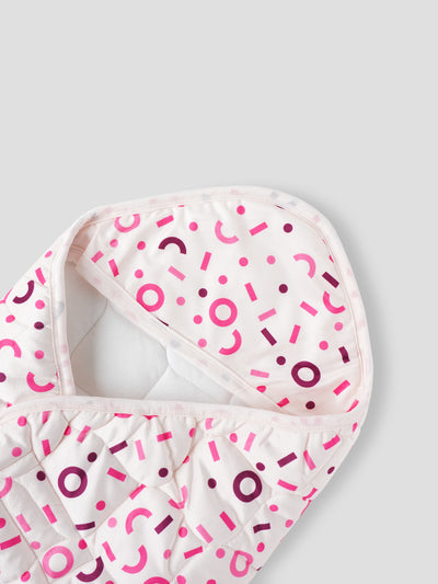 Baby Swaddle Wrap – Soft, Hooded Quilted Wrapper for Newborns & Infants (Printed Design) – Comes with a Free Dry Sheet