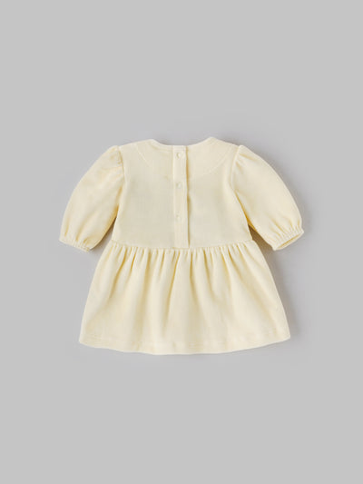 Popees Puff Sleeve Dress with Contrast Scallop Collar (0-9 Months) for Baby Girls