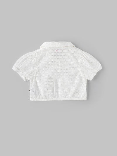 Popees Elegant White Eyelet Embroidered Jacket (3-36 Months) for Baby Girls