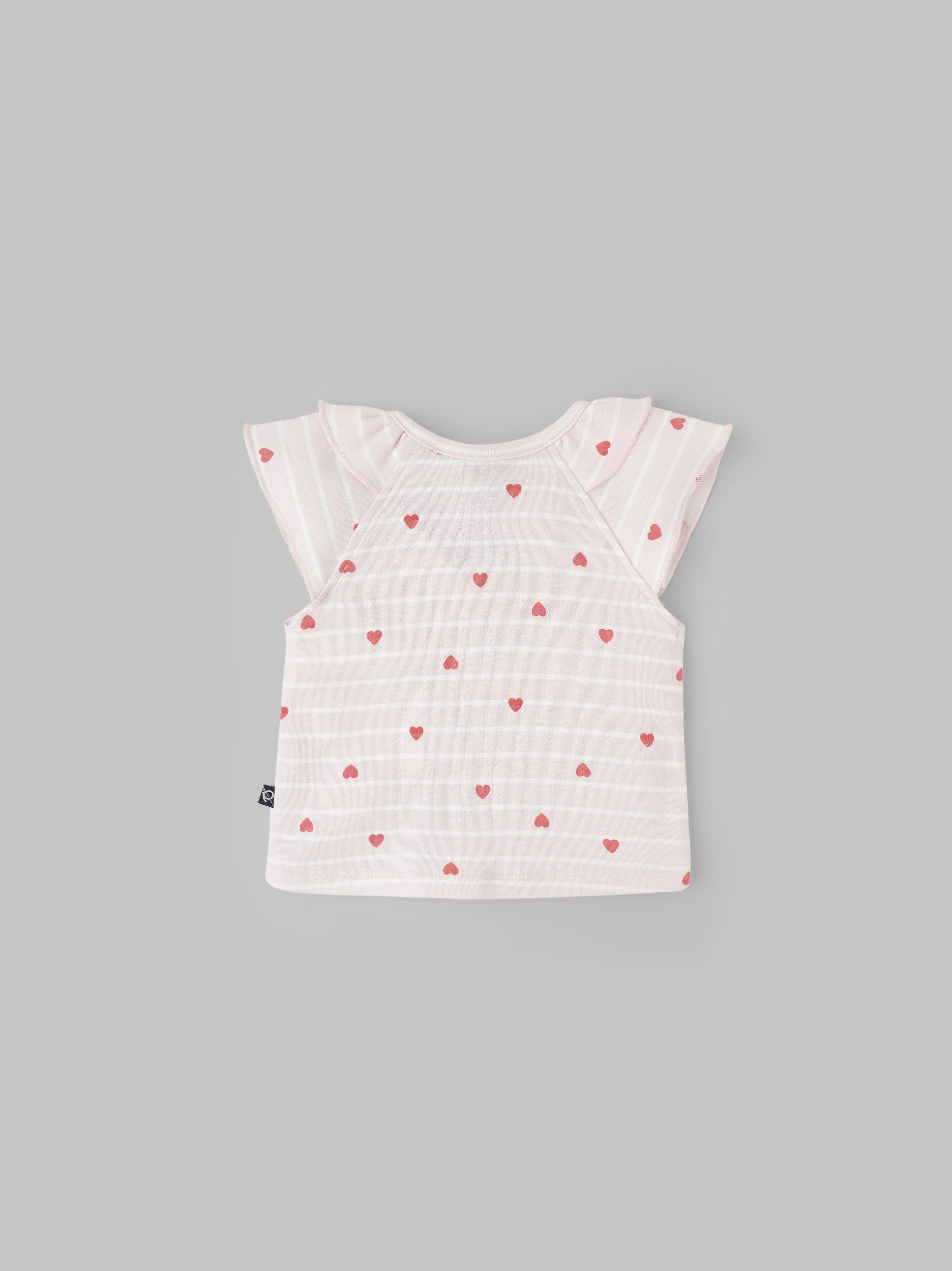 Popees Heart-Printed Half Sleeve Front Open Top for Baby Girls (0–9 Months)