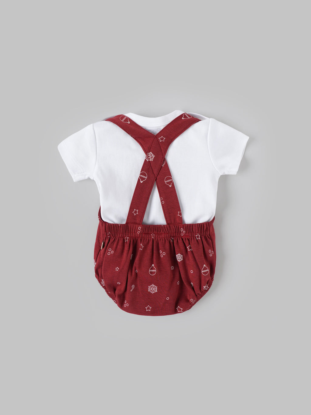 Popees Baby Boys Short Sleeve Dungaree with T Shirt| Red| 0-9 Months