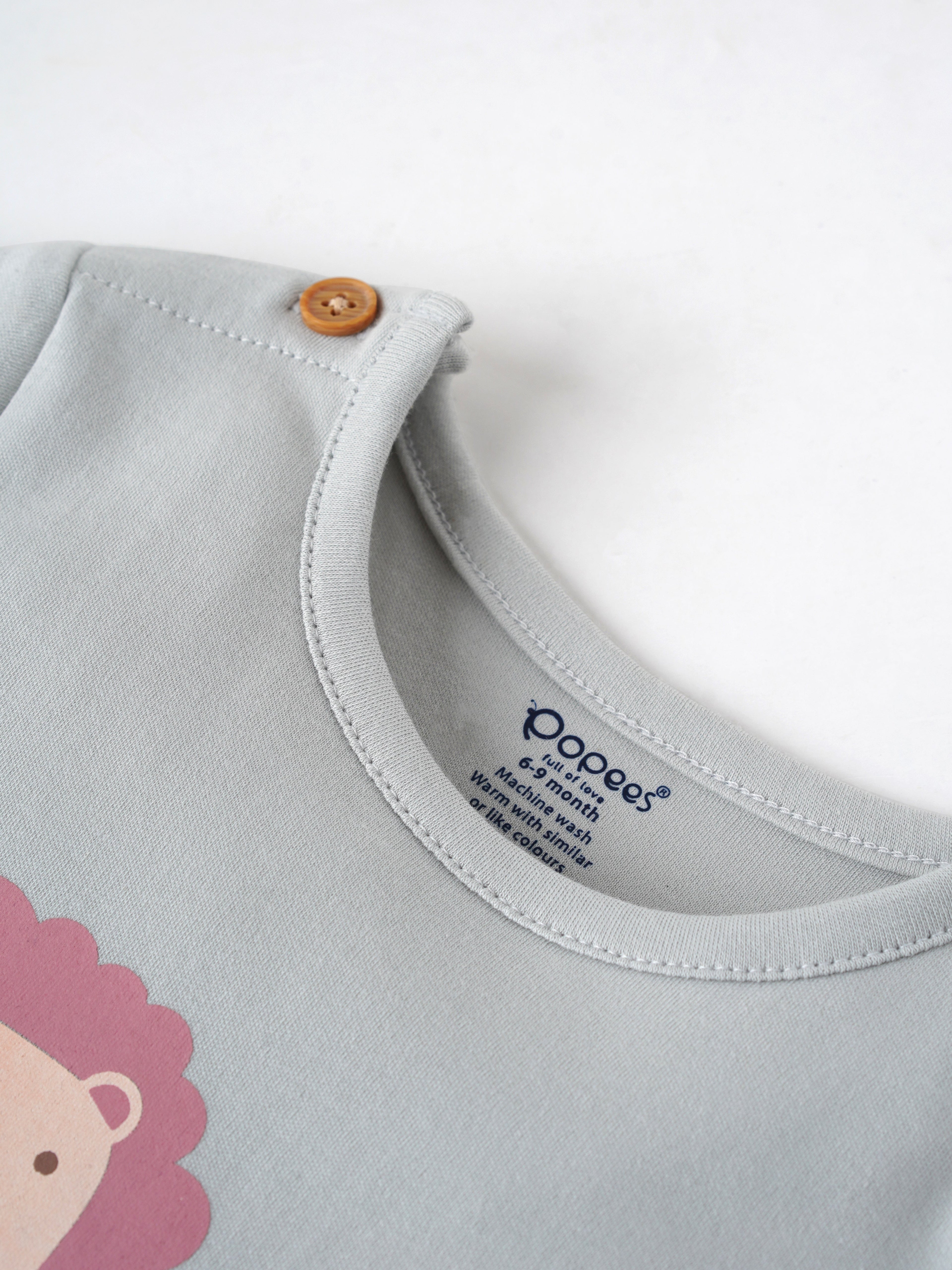 Popees Half-Sleeve Shoulder Open Tshirt for Baby Boys (0-9 Months) Made of Cotton Rich Fabric