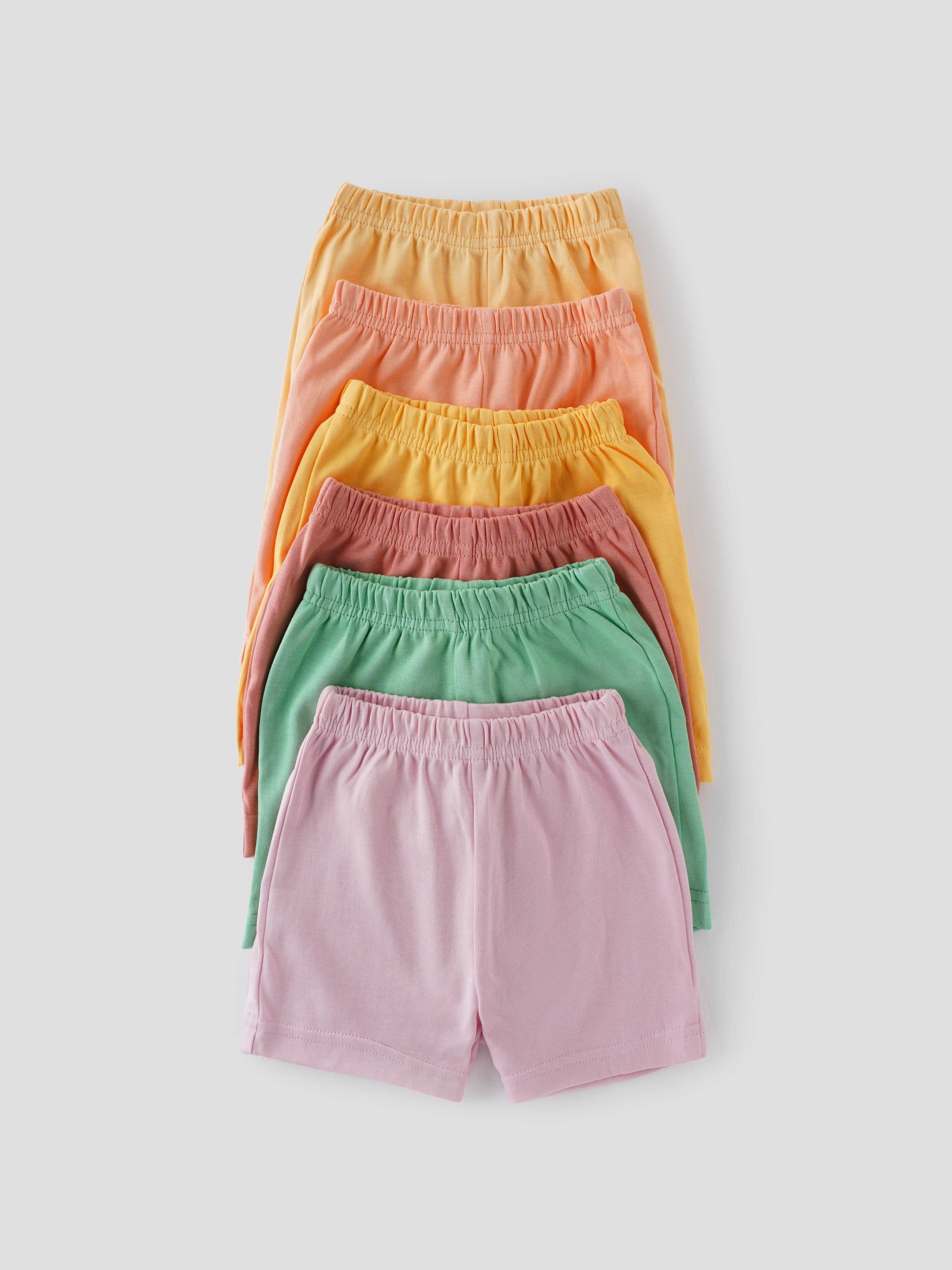Popees 100% Cotton Shorts 6 Pieces Set for Newborn Babies (color may vary depending on availability)