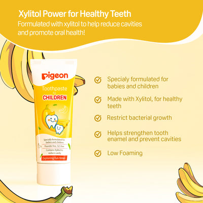 Banana Toothpaste for Children ,Fluoride-Free & SLS-Free,Banana Flavor,Gentle Care with Xylitol , Safe for Babies & Kids