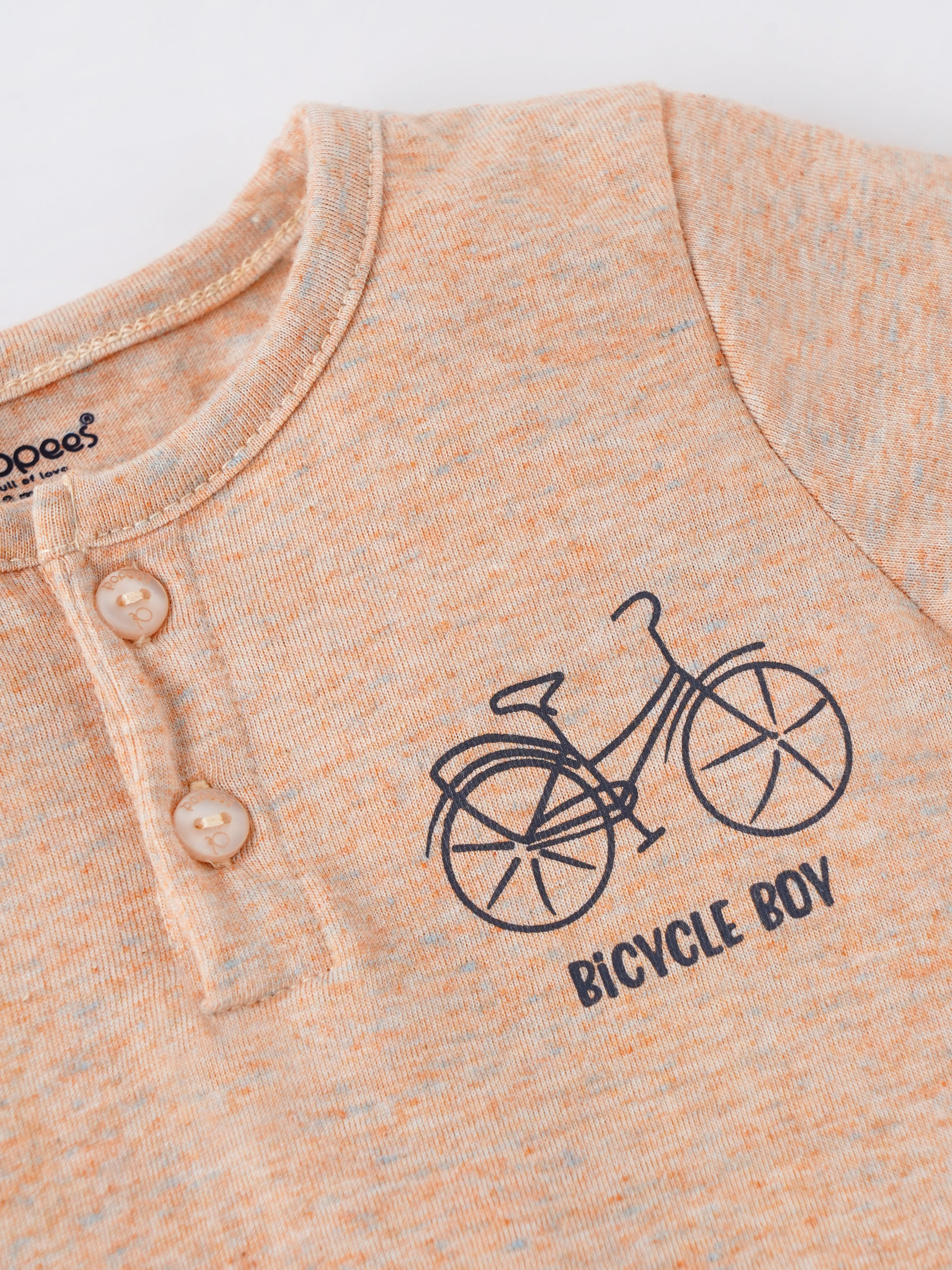 Popees Half Sleeve Bicycle Print Henley T-shirt (0–9 Months) for Boys