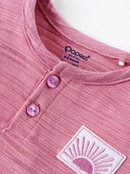 Popees Half Sleeve Henley T-shirt (0–9 Months) with Sunshine Patch for Boys