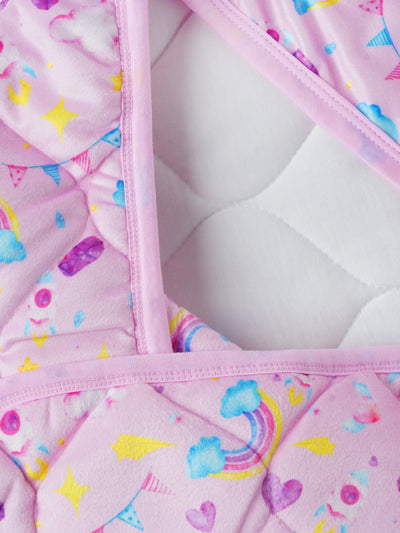 Baby Swaddle Wrap – Soft, Hooded Quilted Wrapper for Newborns & Infants (Printed Design) – Comes with a Free Dry Sheet