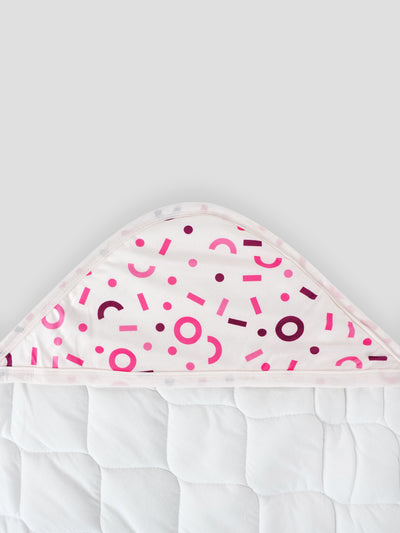 Baby Swaddle Wrap – Soft, Hooded Quilted Wrapper for Newborns & Infants (Printed Design) – Comes with a Free Dry Sheet