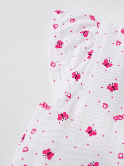 Popees Printed Front Open Jhabla (0–6 Months) for Baby Girls