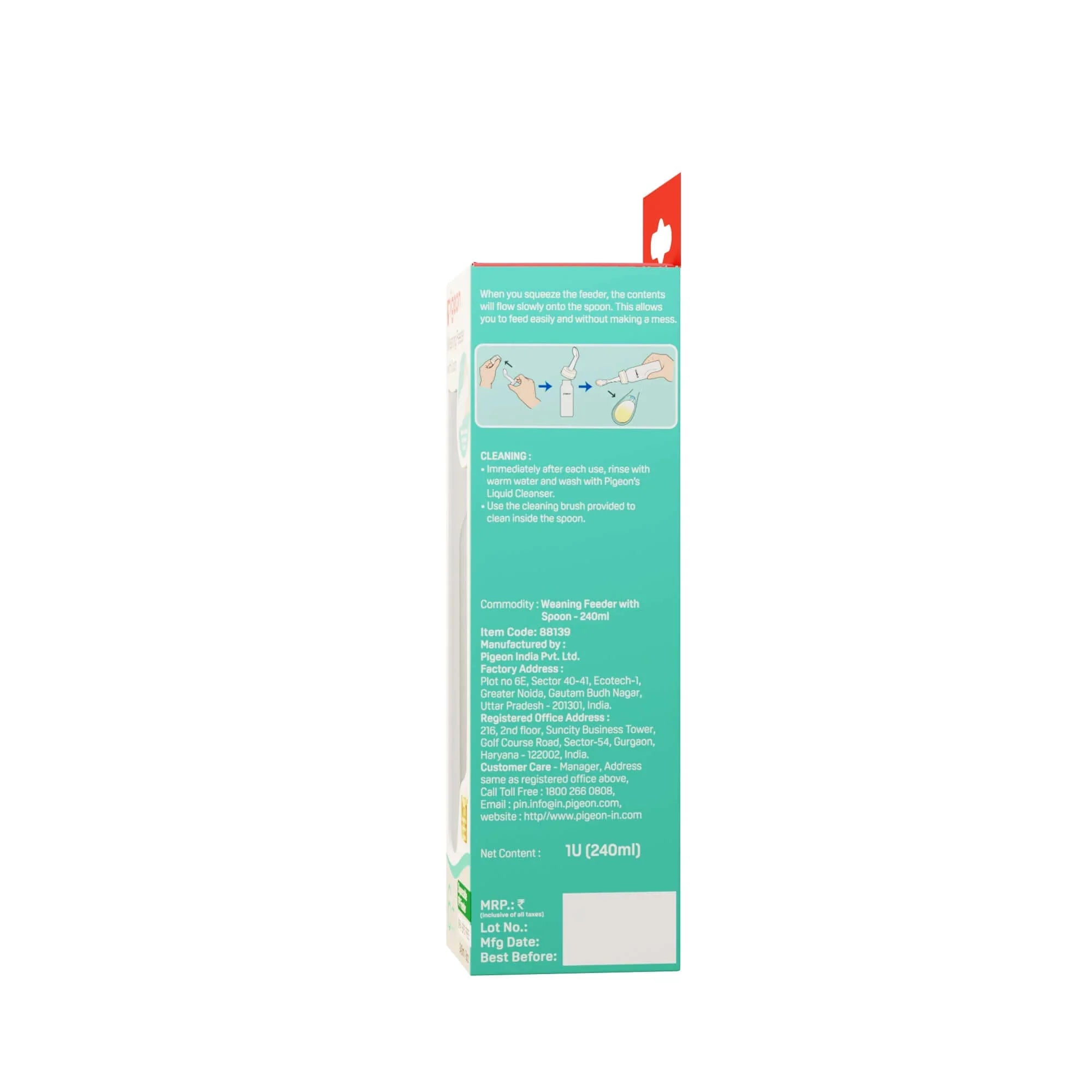 Food Feeder with Spoon 240ml(color may vary depending on availability)
