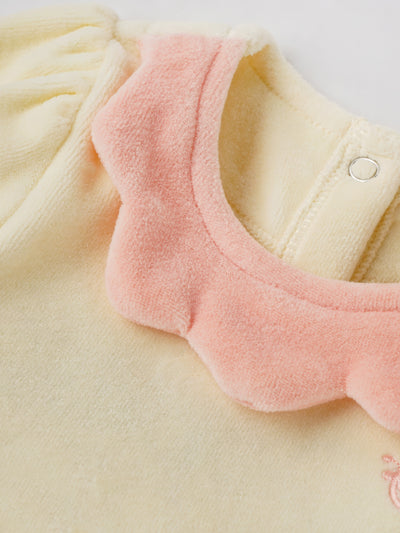 Popees Puff Sleeve Dress with Contrast Scallop Collar (0-9 Months) for Baby Girls