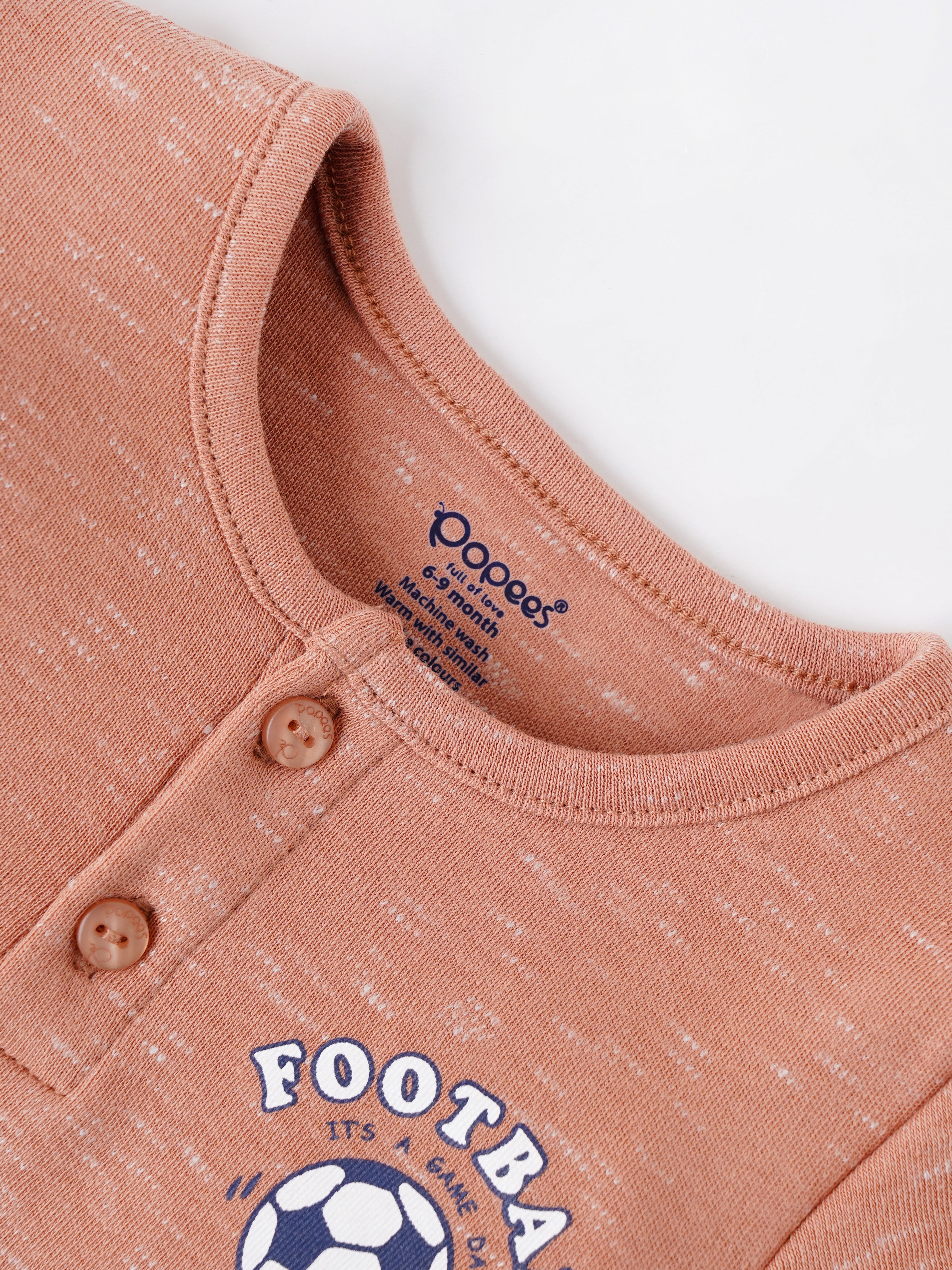 Popees Half Sleeve T-shirt with Football Print (0-9 Months) for Boys