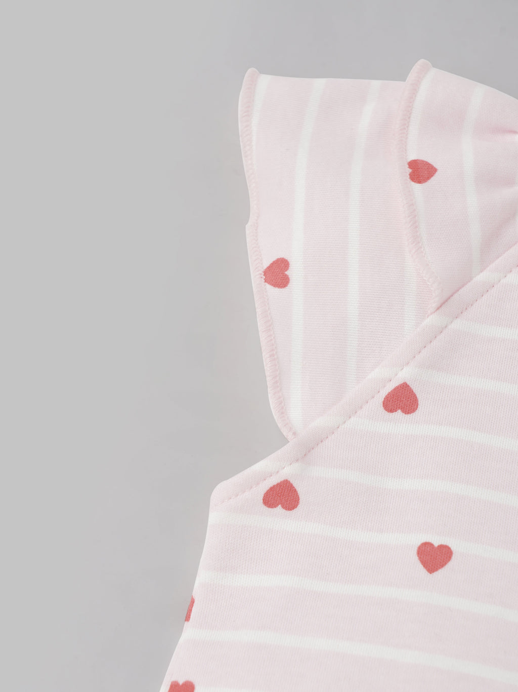 Popees Heart-Printed Half Sleeve Front Open Top for Baby Girls (0–9 Months)