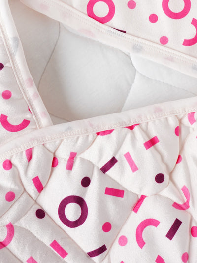 Baby Swaddle Wrap – Soft, Hooded Quilted Wrapper for Newborns & Infants (Printed Design) – Comes with a Free Dry Sheet