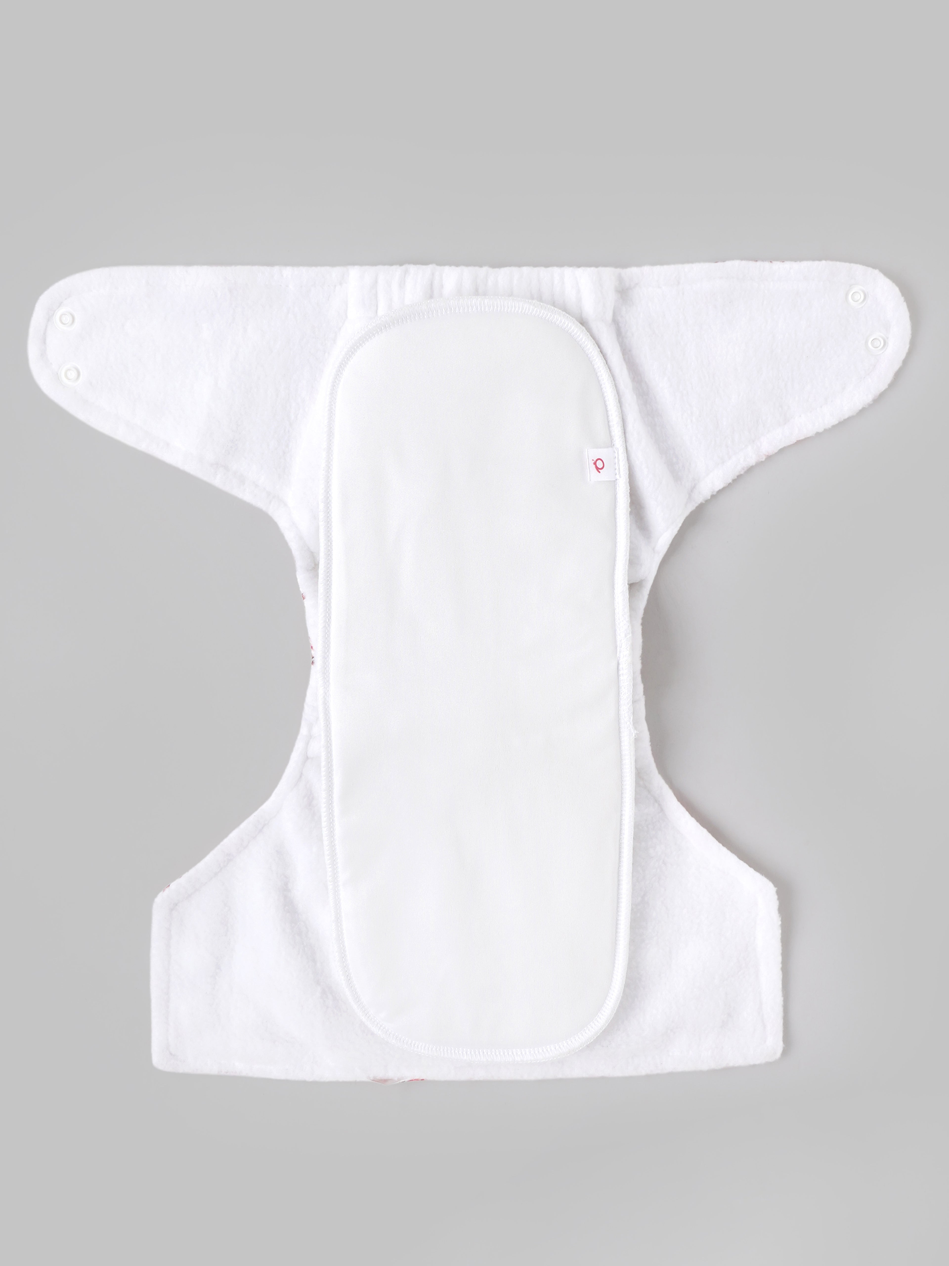 Popees Reusable Cloth Diaper Insert | Soft Absorbent Washable Nappy Insert with Snap Button Closure | White | Baby Cloth Diaper Accessory